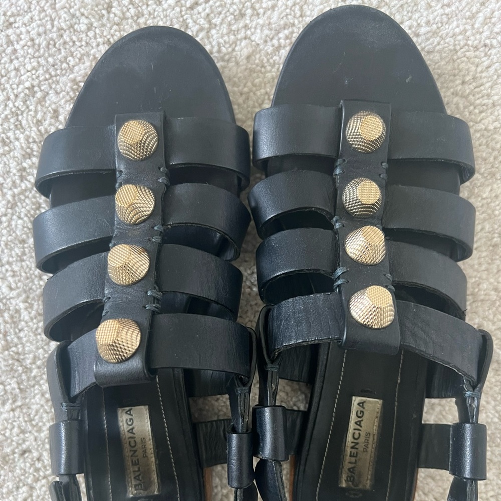 Balenciaga Paris navy studded arena gladiator sandals